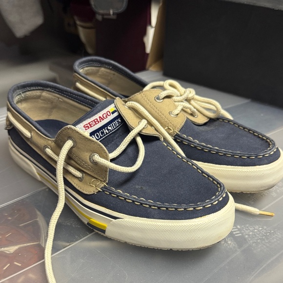 Sebago boat shoes Navy and Tan Deck Shoes - Picture 1 of 10
